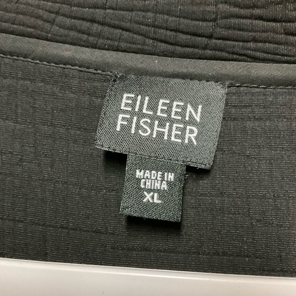 Eileen Fisher Black Rayon-Silk Textured Open Front Cardigan Size XL Minimalist - Picture 6 of 7